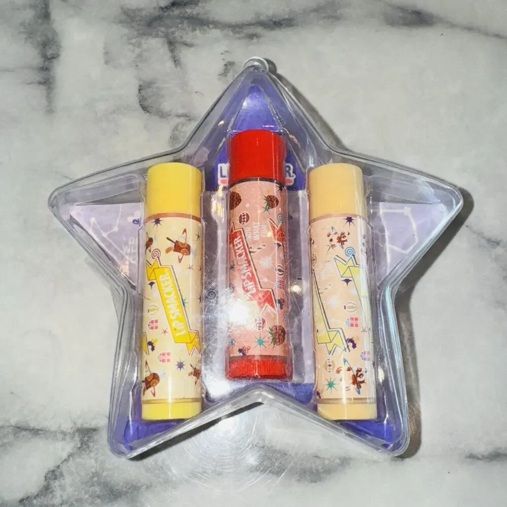 NEW Lipsmackers 3 Holiday‎ Lip Balms Punch Jolly Raspberry Peppermint Ornament